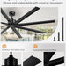 96 in. Huge Ceiling Fan, Industrial Reversible DC Ceiling Fan with Remote, Black Commercial Ceiling Fans for Porch Garage Shop-2-ErisView