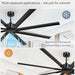96 in. Huge Ceiling Fan, Industrial Reversible DC Ceiling Fan with Remote, Black Commercial Ceiling Fans for Porch Garage Shop-3-ErisView
