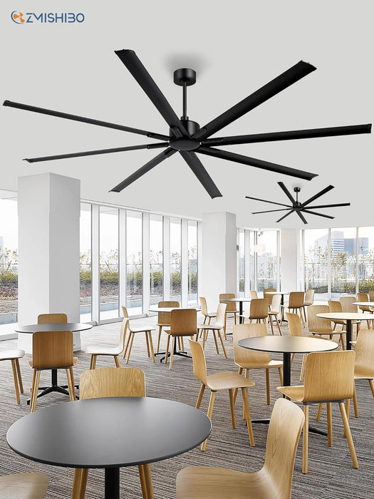 96 in. Huge Ceiling Fan, Industrial Reversible DC Ceiling Fan with Remote, Black Commercial Ceiling Fans for Porch Garage Shop-7-ErisView