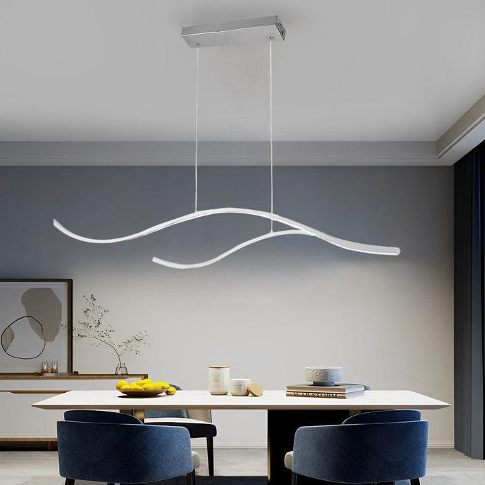 Modern Waves Shaped Island Chandelier Dining Room
