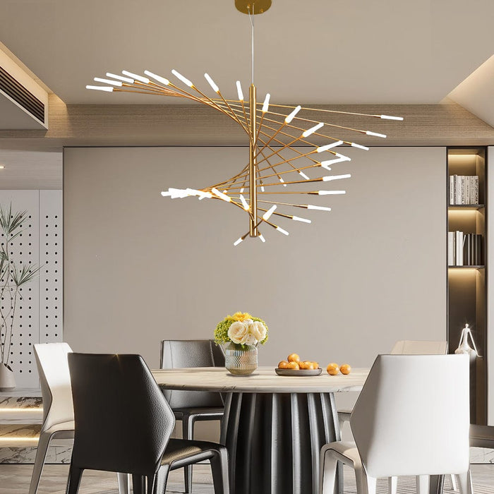 Modern Chandelier Rotating Fireworks. Black/Gold