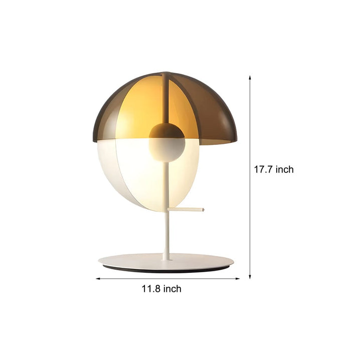 Theia Table Lamp with Vertical Semi-Sphere and Horizontal Smoked Shade