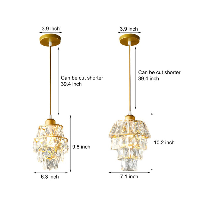 1-Light Crystal Small Pendant Light in Gold/Black Mini Chandelier