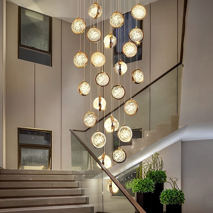 Bubbles Crystal Shade Creative Adjustable Luxury Modern Long Chandelier