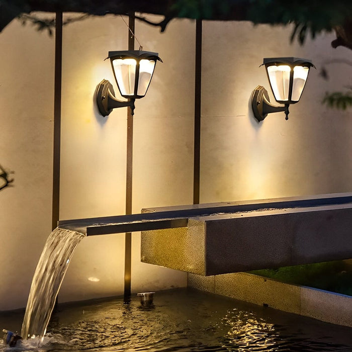 Square Dimmable LED Intelligent Black Modern Solar Outdoor Wall Lights