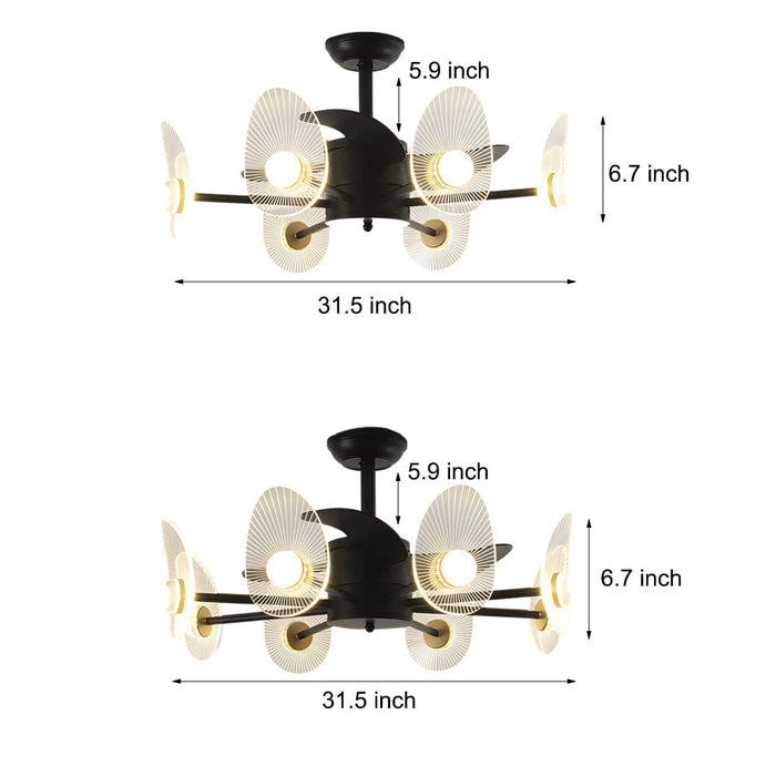 31-In Black Round Acrylic Ceiling Fan with Light and Remote. 3 Blades