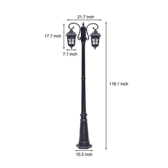 2 Lights Outdoor Waterproof Retro European Style Garden Lamp Post Lights