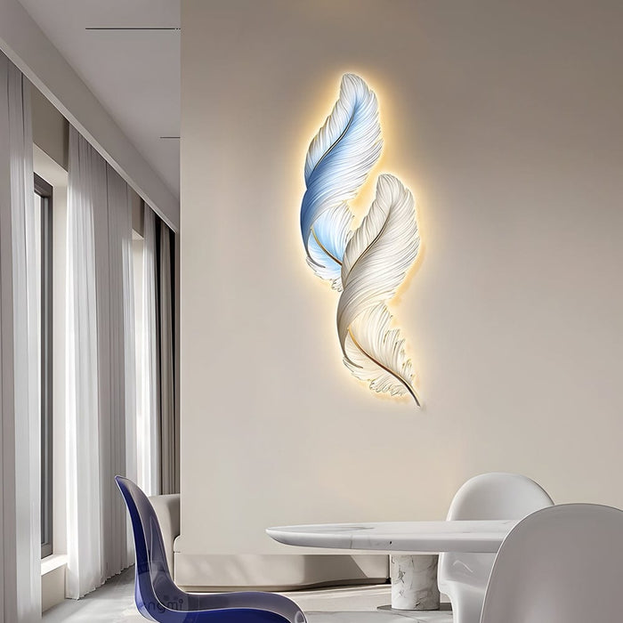Feathers Creative Luxury Decorative Painting USB Remote LED Wall Lights