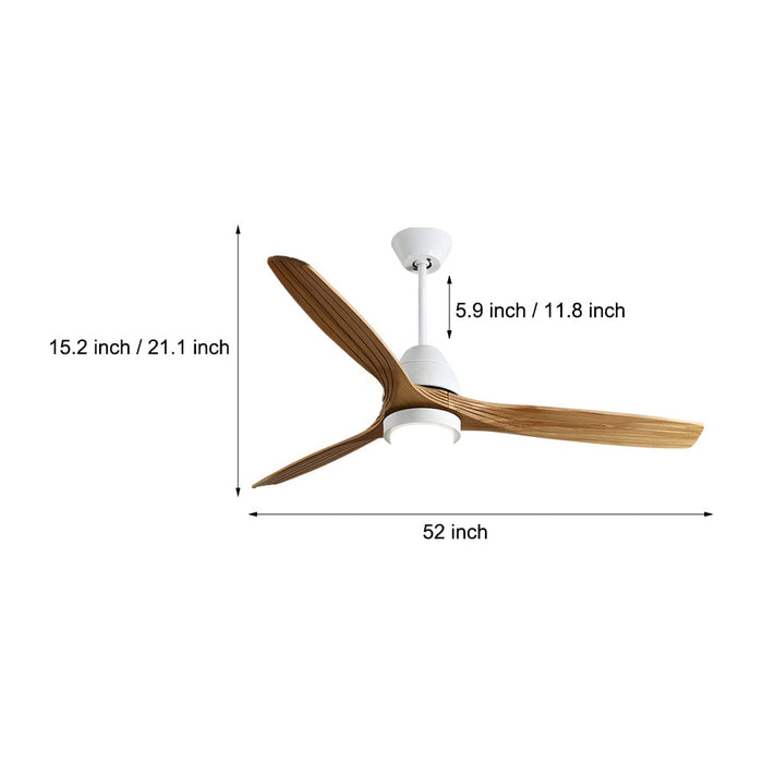 Nordic 52-Inch 3-Blade Wooden Ceiling Fan Light with Remote. 6-Speed