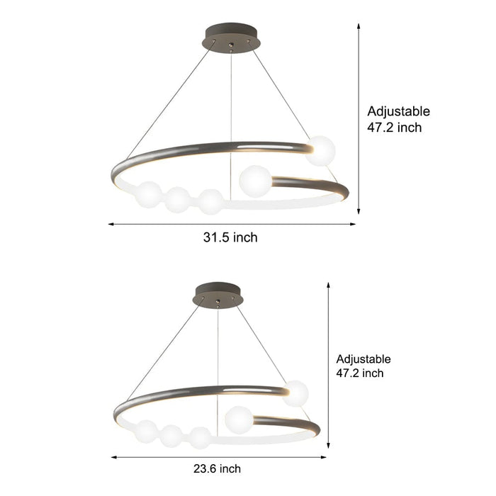 Minimalist Ring Ball 3 Step Dimming LED Nordic Chandelier Hanging Lamp
