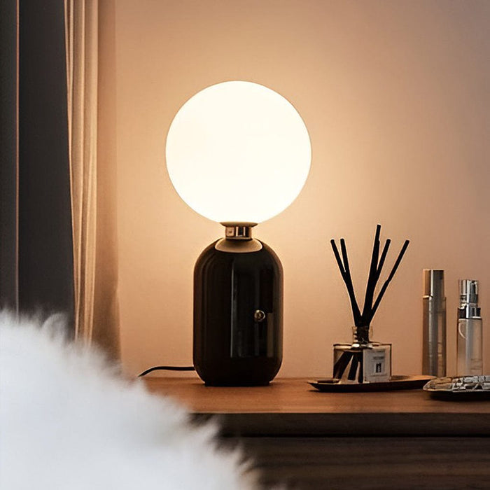 1-Light Hand Blown Glass Aballs Table Lamp Electroplate Nordic Bedside Light