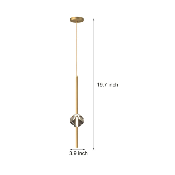 Modern 1-Light Copper Single Crystal Pendant Light with 3-Step Dimming LED