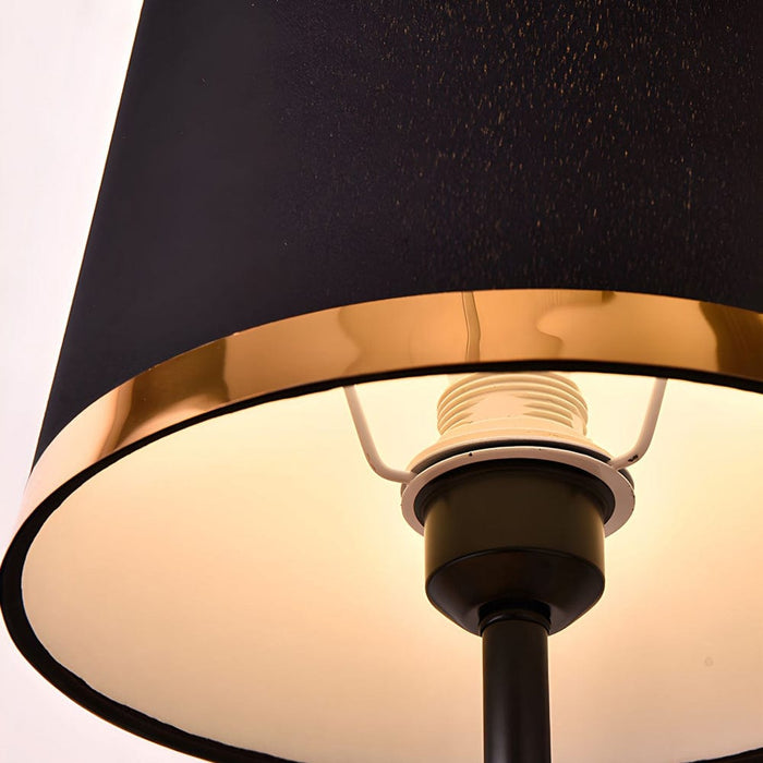Vintage Button Switch Table Lamp with White/Black Fabric Shade