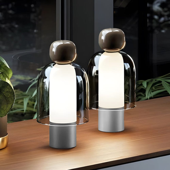 Clear Glass Rechargeable Battery Operated Easy Peasy Table Lamp LED Stepless Dimming Desk Light
