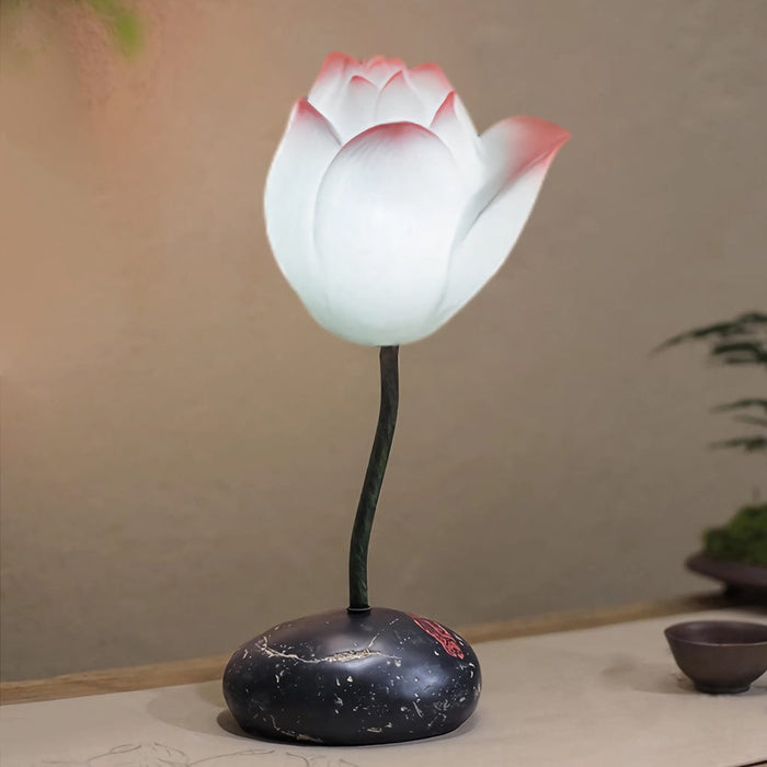 Iron Retro Multiple Sizes Lotus Flower Floor Lamp With Resin Base LED Standing Lamp