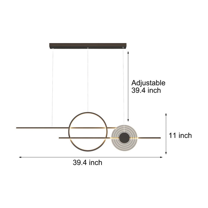 39.4'' Dimmable Ring Linear LED Island Chandeliers for Dining Room. Black/White