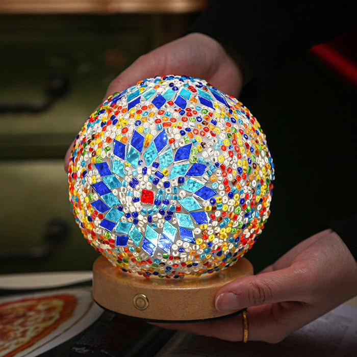 3.9'' Spherical LED Dimmable Glass Bohemian Baroque table lamp Mosaic Night Light