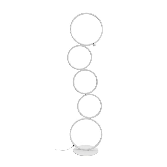 Aluminum 43 Inches 5 Rings Floor Lamp 3 Levels Dimming Circle Tower Floor Lamp
