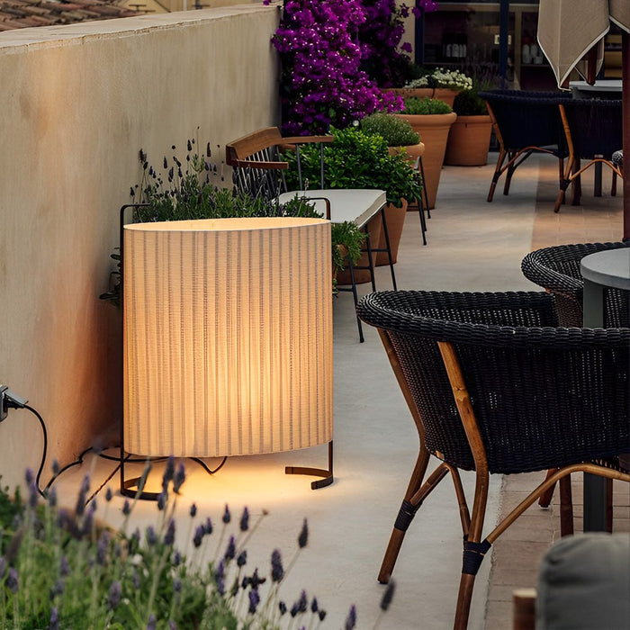 Aluminum 42'' Novelty Floor Lamp with Fabric Shade Outdoor Standing Lamp