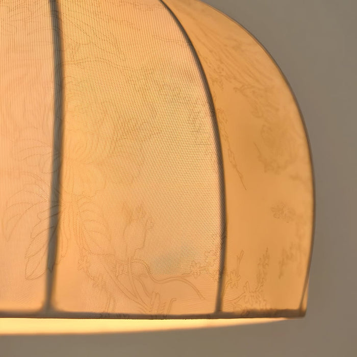 Vintage Wood Table Lamp with Fabric Dome Shade and Pull Switch
