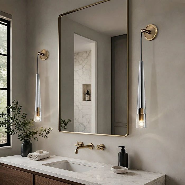 Modern Slim Conical Crystal LED Wall Sconce