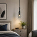 Modern Gray Cylindrical Crystal LED Pendant Light