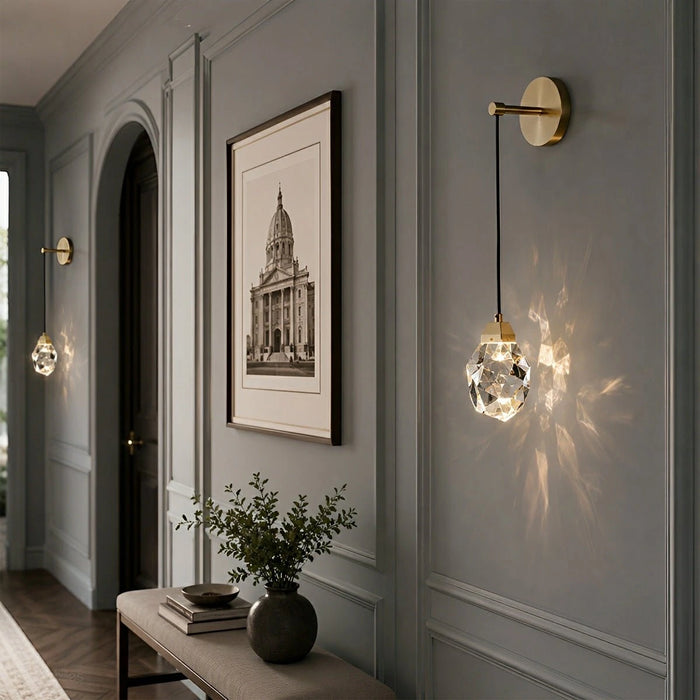 Modern Luxury Faceted Crystal Wall Sconce
