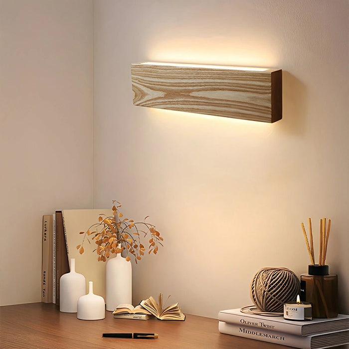 Modern Rectangular Wood Touch Dimming LED Wall Sconce