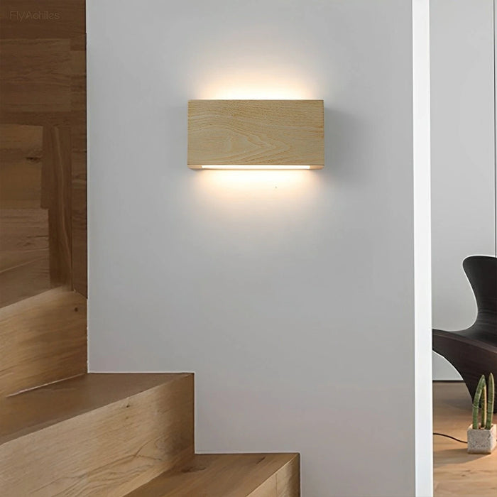 Modern Rectangular Wood Touch Dimming LED Wall Sconce