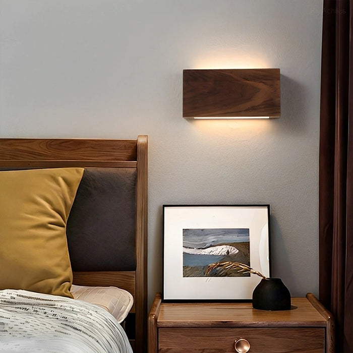 Modern Rectangular Wood Touch Dimming LED Wall Sconce