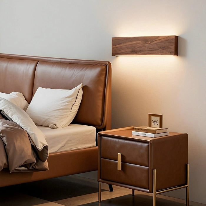 Modern Rectangular Wood Touch Dimming LED Wall Sconce