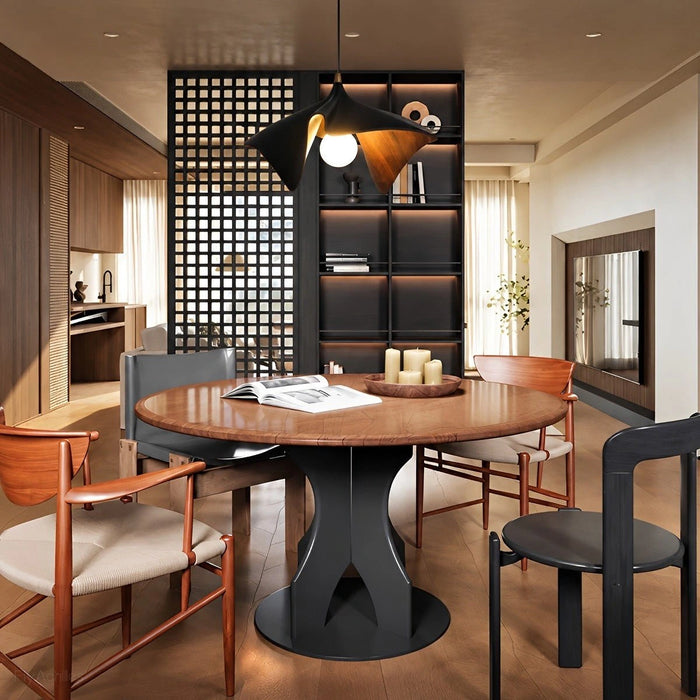 Mid-Century Modern Sculptural Wood Grain Pendant Light