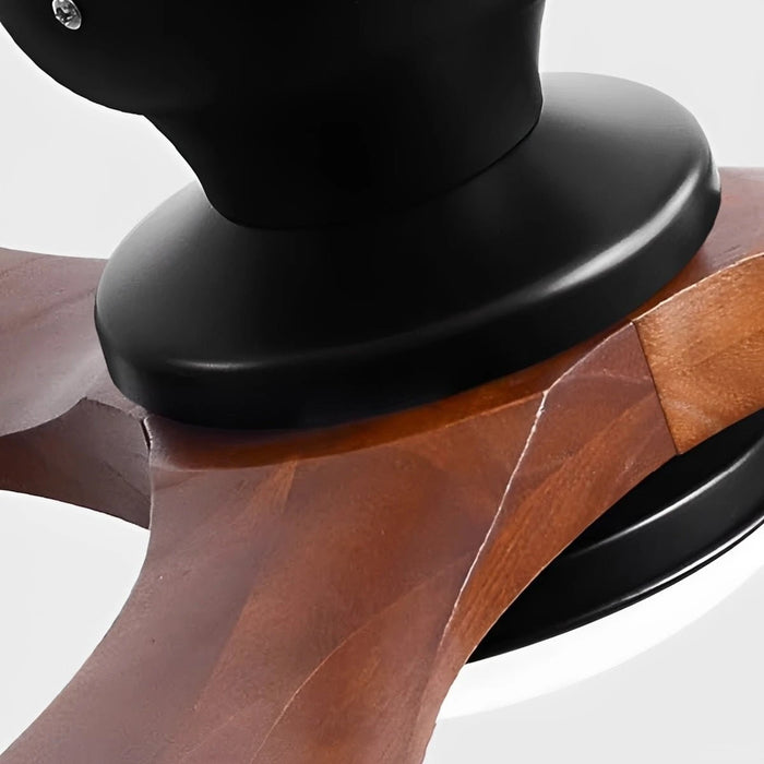 Modern Wood LED Ceiling Fan with Light Reversible DC Motor