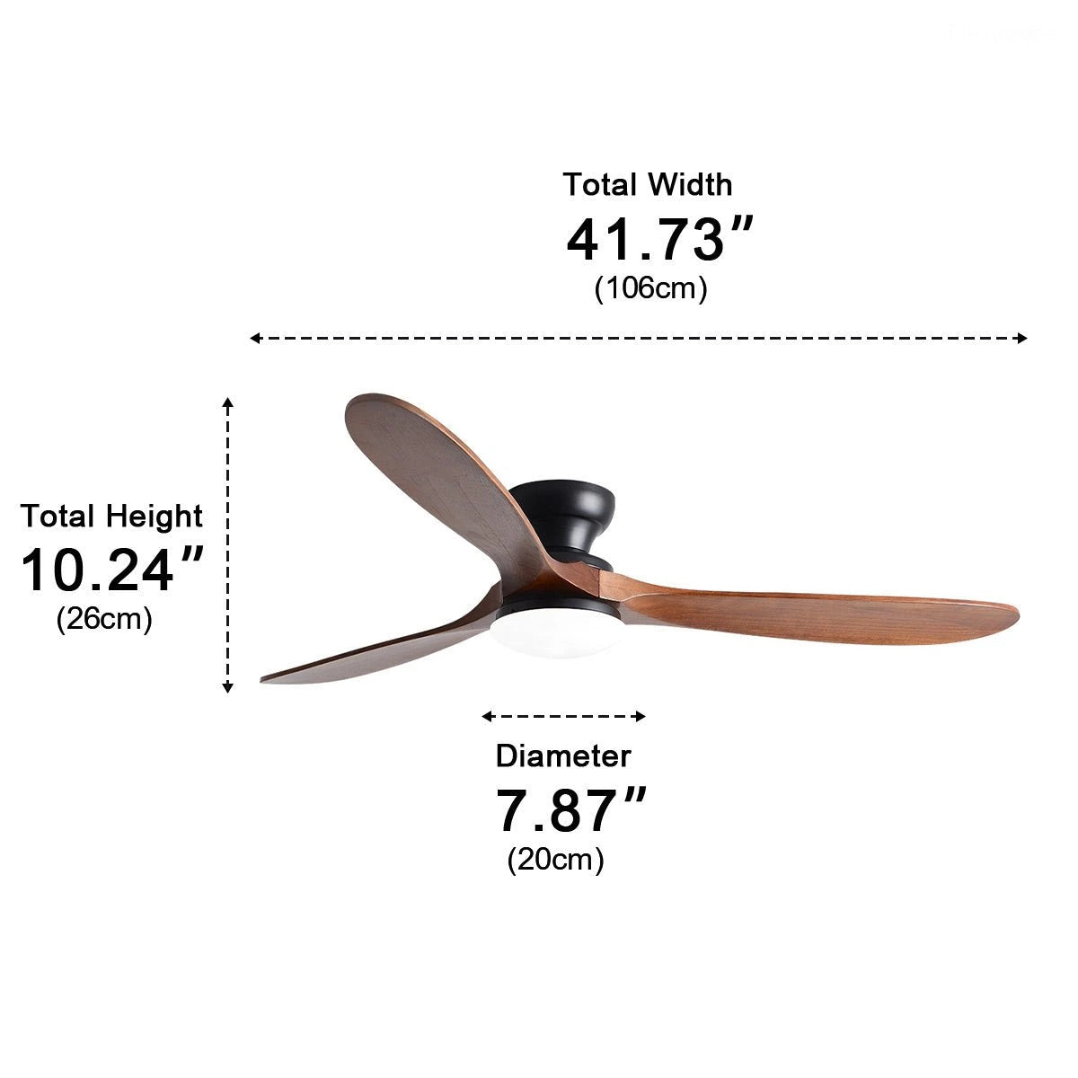 Modern Wood LED Ceiling Fan with Light Reversible DC Motor
