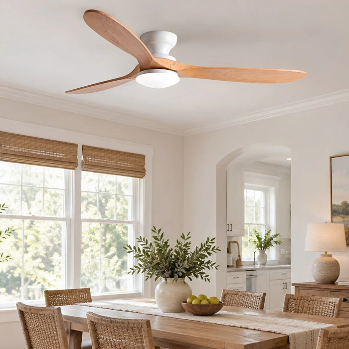 Modern Wood LED Ceiling Fan with Light Reversible DC Motor