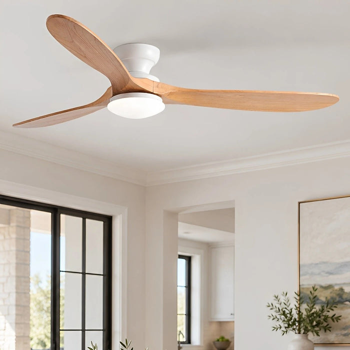 Modern Wood LED Ceiling Fan with Light Reversible DC Motor