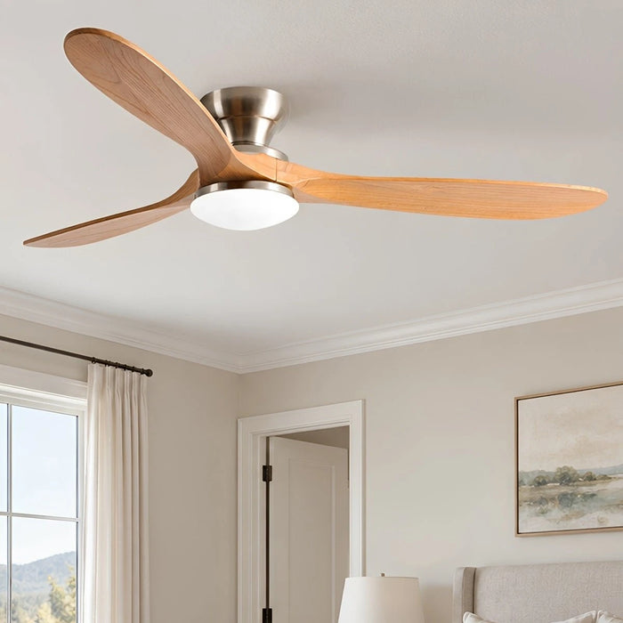 Modern Wood LED Ceiling Fan with Light Reversible DC Motor