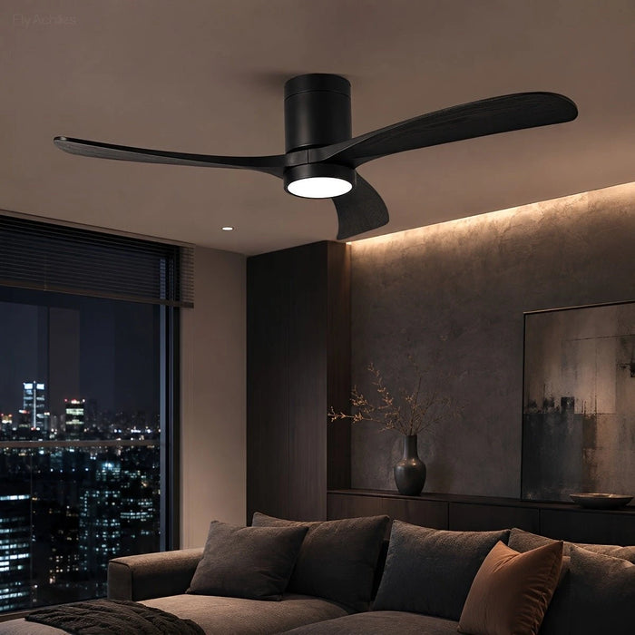 Modern Wood Ceiling Fan Light 6-Speed DC Motor Full-Spectrum