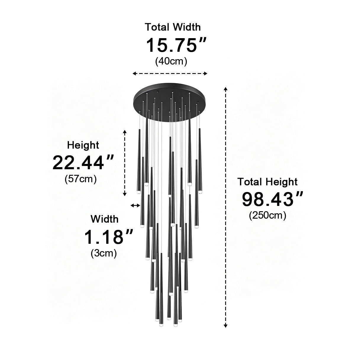 Modern Minimalist Multi-Drop Linear LED Stairs Chandelier