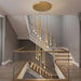 Modern Minimalist Multi-Drop Linear LED Stairs Chandelier