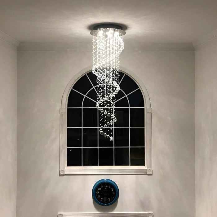 Modern Luxury Spiral Crystal LED Staircase Chandelier