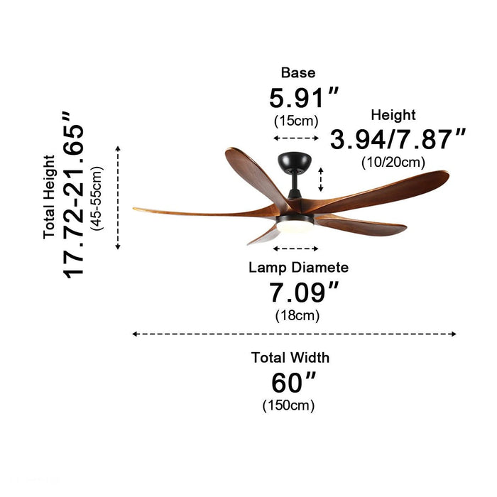 60 Inch Modern Wood Ceiling Fan with Full-Spectrum LED Light