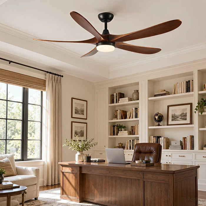 60 Inch Modern Wood Ceiling Fan with Full-Spectrum LED Light