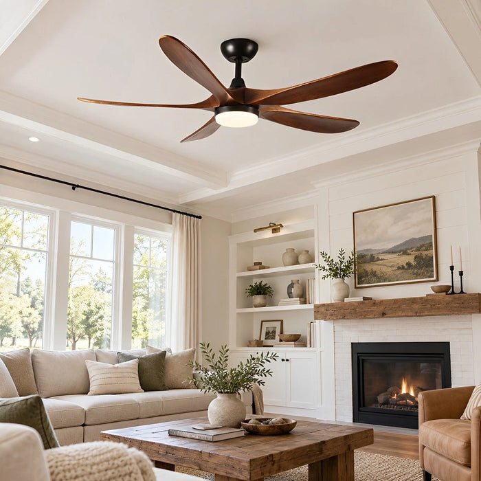 60 Inch Modern Wood Ceiling Fan with Full-Spectrum LED Light