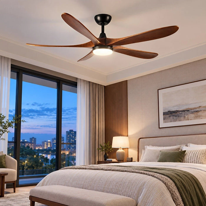 60 Inch Modern Wood Ceiling Fan with Full-Spectrum LED Light