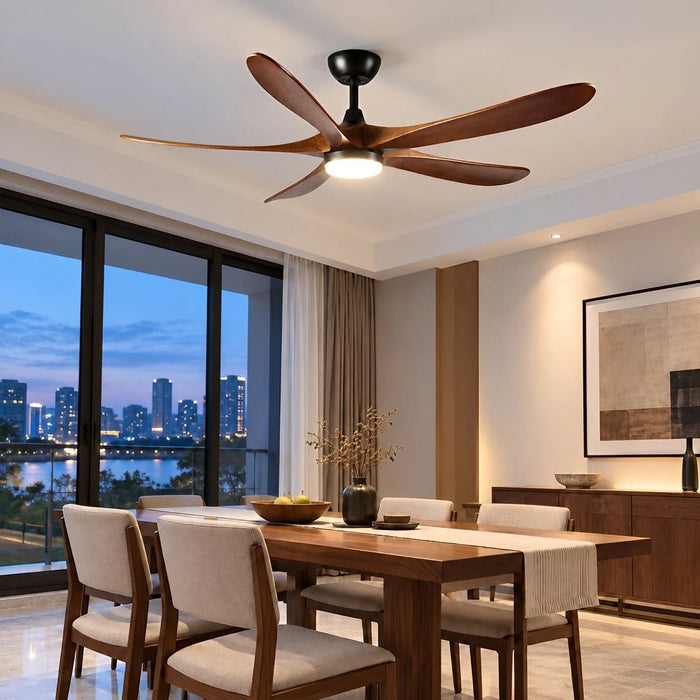 60 Inch Modern Wood Ceiling Fan with Full-Spectrum LED Light