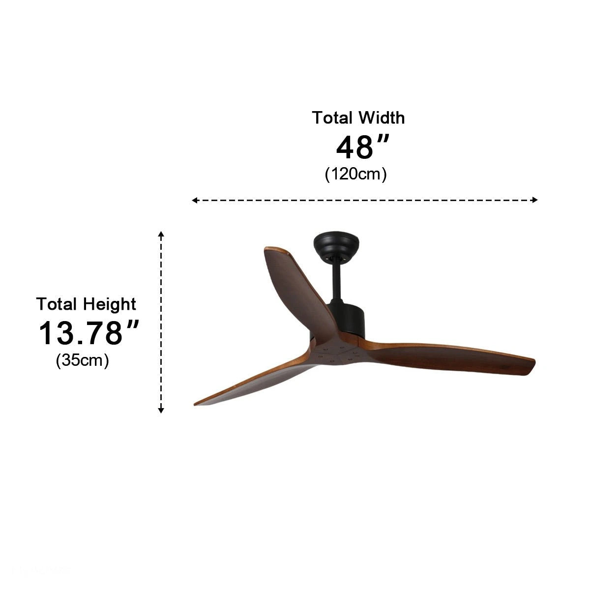 Sculptural Waterproof Modern Wood Reverse Outdoor Ceiling Fan