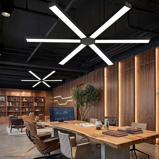 6 Set Minimalist Black LED Office Hanging Linear Light