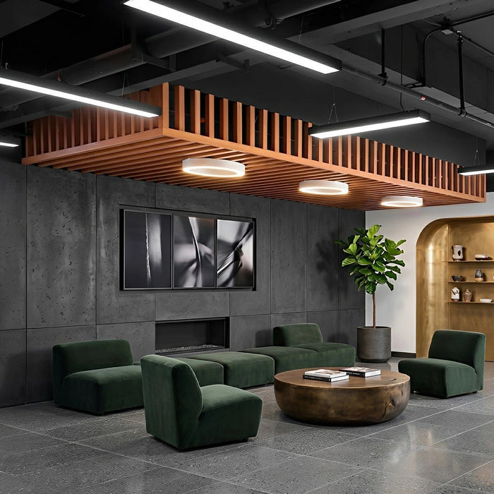 6 Set Minimalist Black LED Office Hanging Linear Light