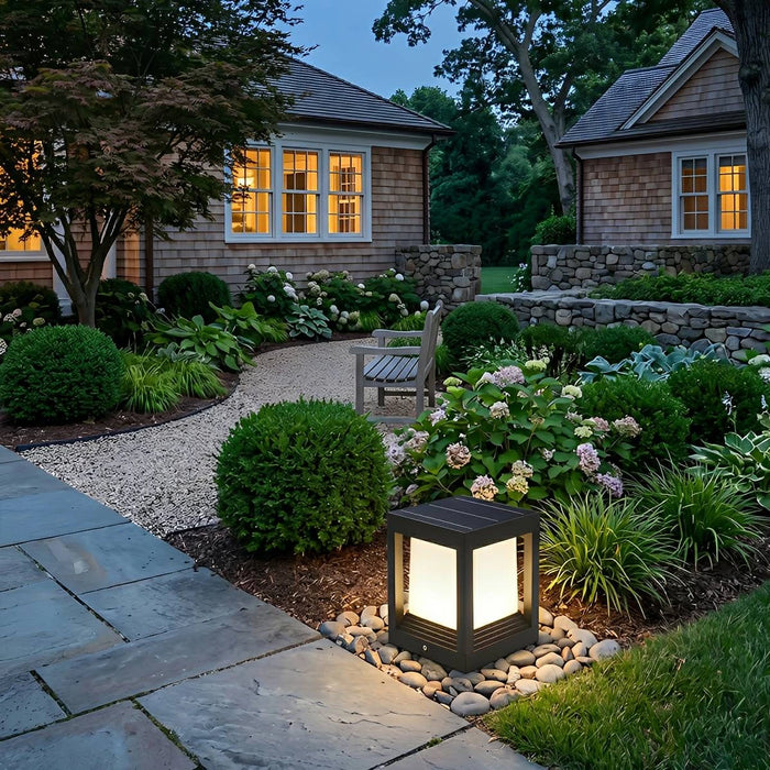 Classic Minimalist Cube Waterproof Fence Outdoor Post Light